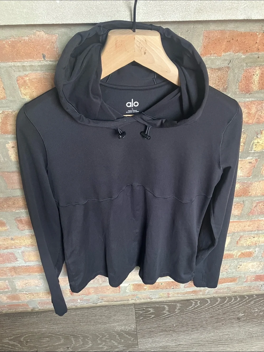 Alo Yoga black Alosoft Hooded Runner long-sleeve top